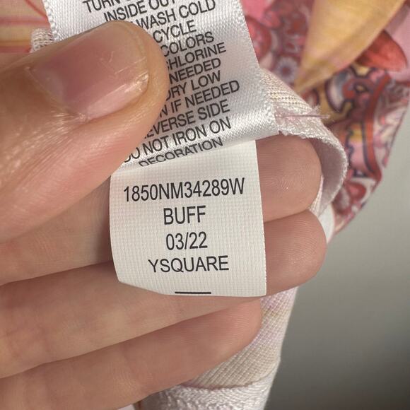 One World Top Women XL Gemini Pink Orange Astrology Floral Bling High Low Spring - Picture 8 of 9